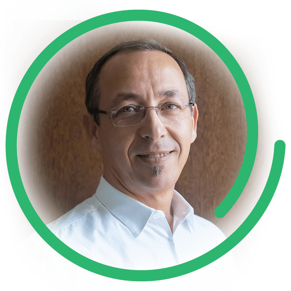 A photo of a smiling middle aged man